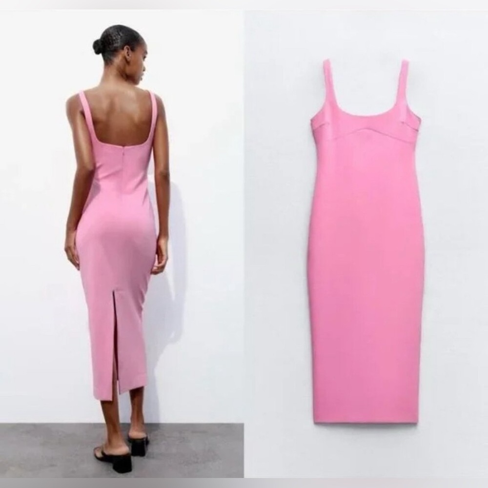 Zara Pink Midi Bodycon Dress